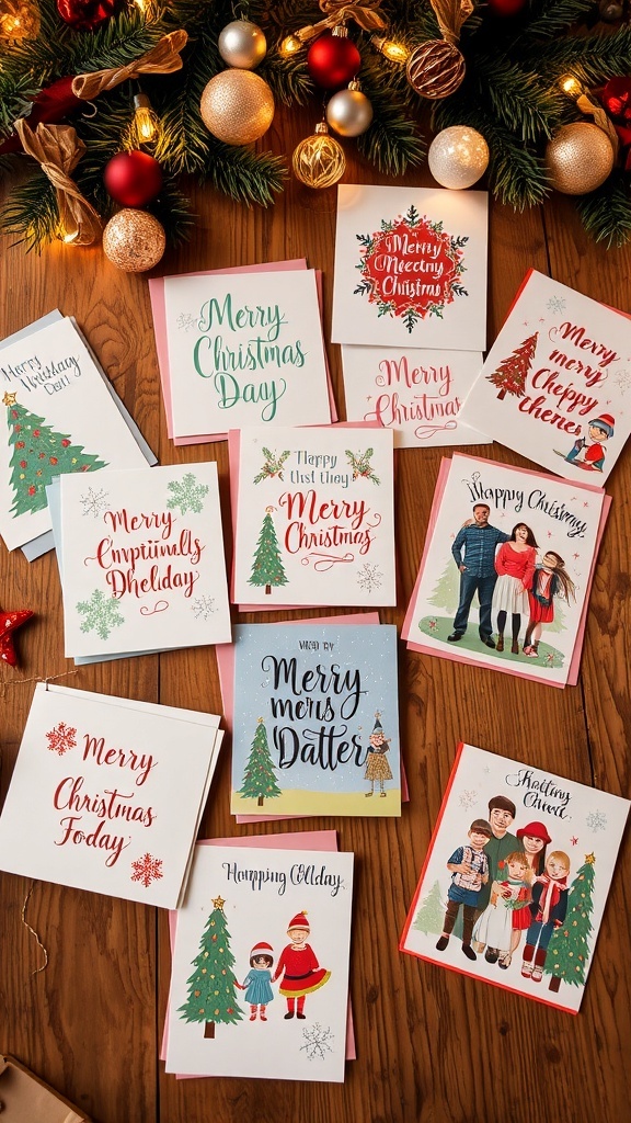 Creative Christmas Card Ideas for Your Sister A variety of creative Christmas cards for sisters, showcasing unique designs and festive decorations.